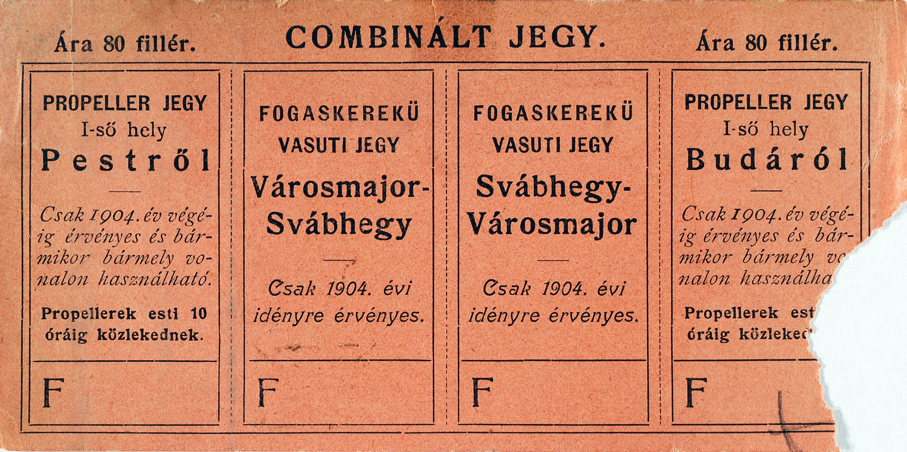 Kombinált fogas jegy, 1904